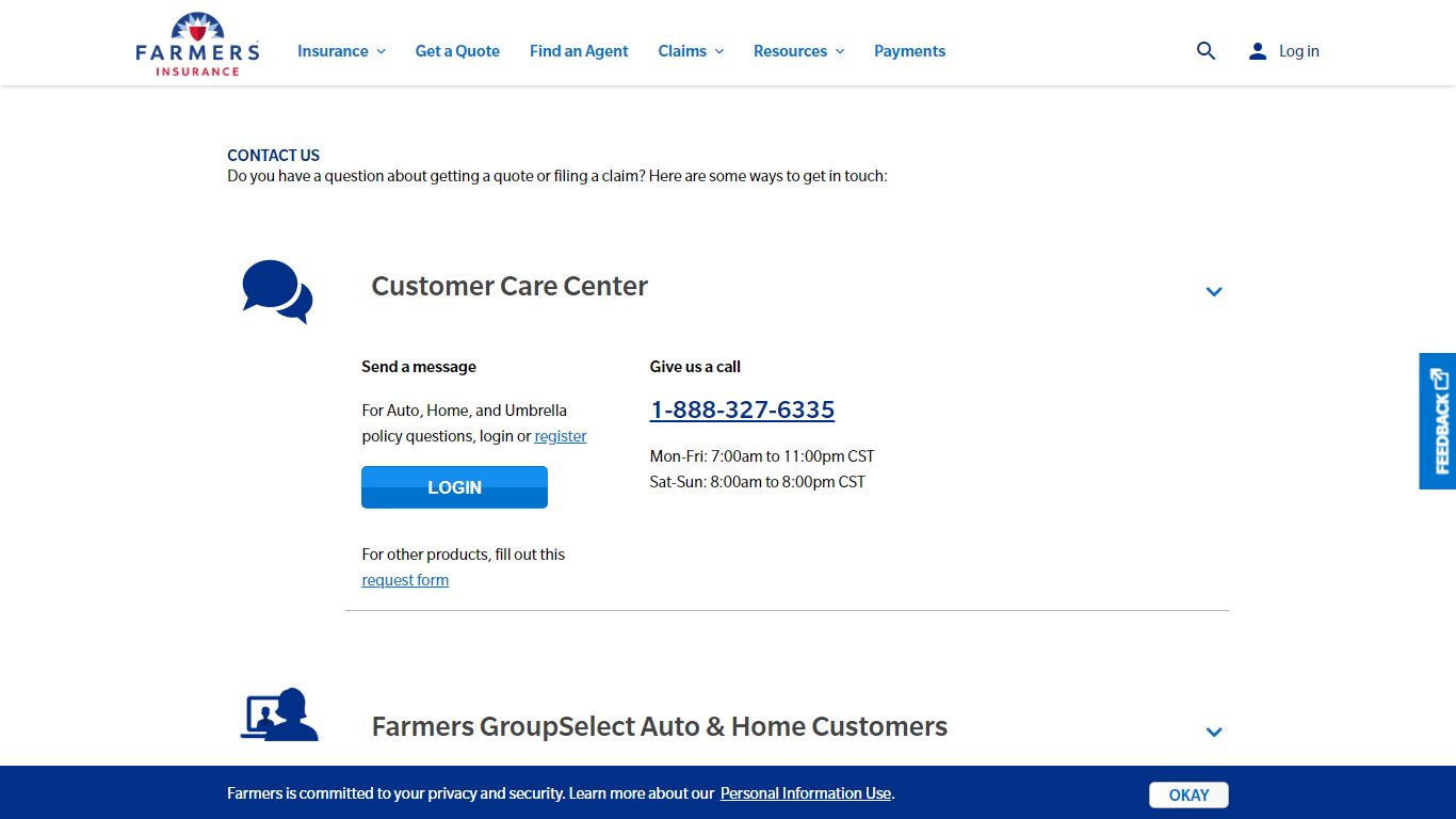 Contact Us : Farmers Insurance